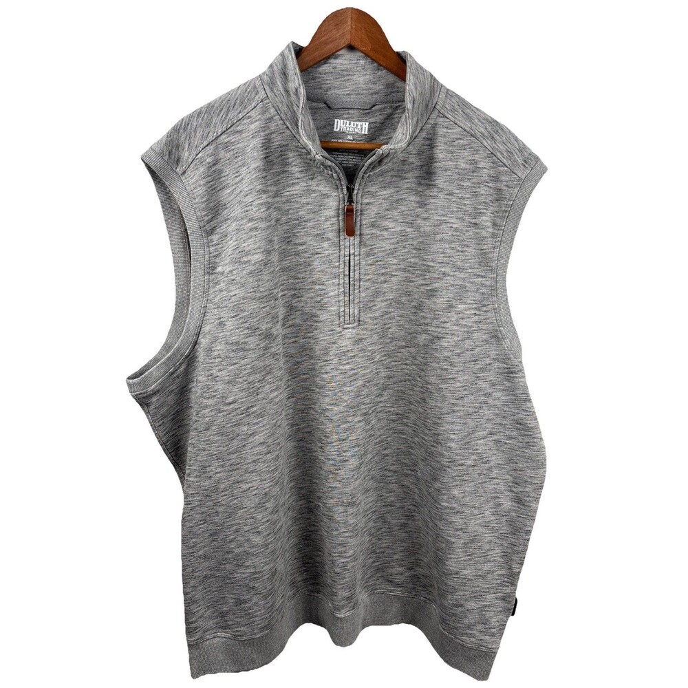 Duluth Trading Sweater Mens XL Gray 1/4 Zip Cotton Blend Vest Sweatshirt